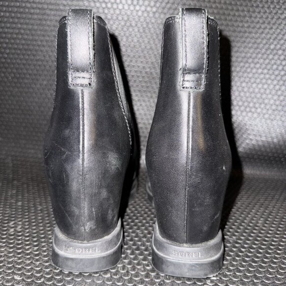 Sorel Joan of Arctic Wedge III Waterproof Black Leather Chelsea Boots Size 6.5 - Picture 3 of 9